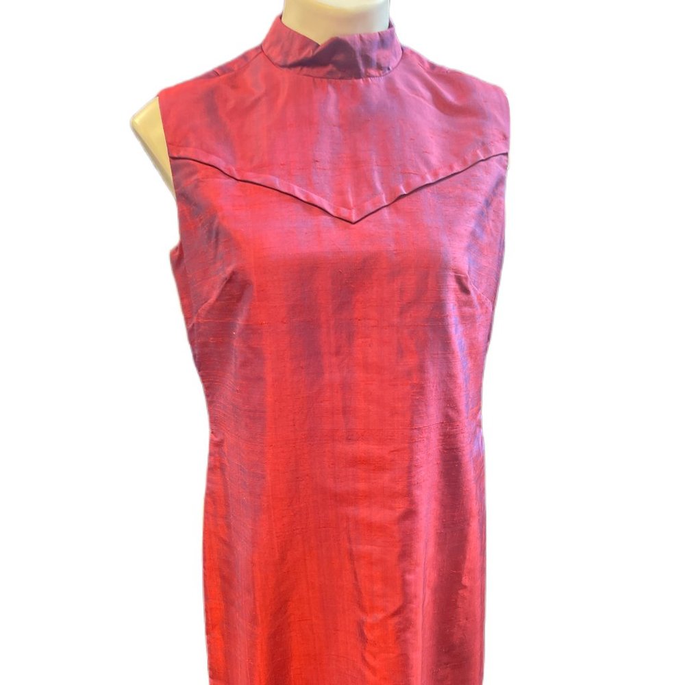 !960's Vintage Silk Shantung Shift Dress